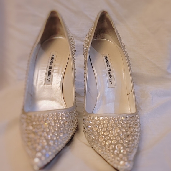 Manolo Blahnik BB Crystal Satin Pumps - Picture 3 of 9